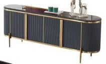 Dalia Ribbed Furniture Range - Midnight & Gold - TV Stand