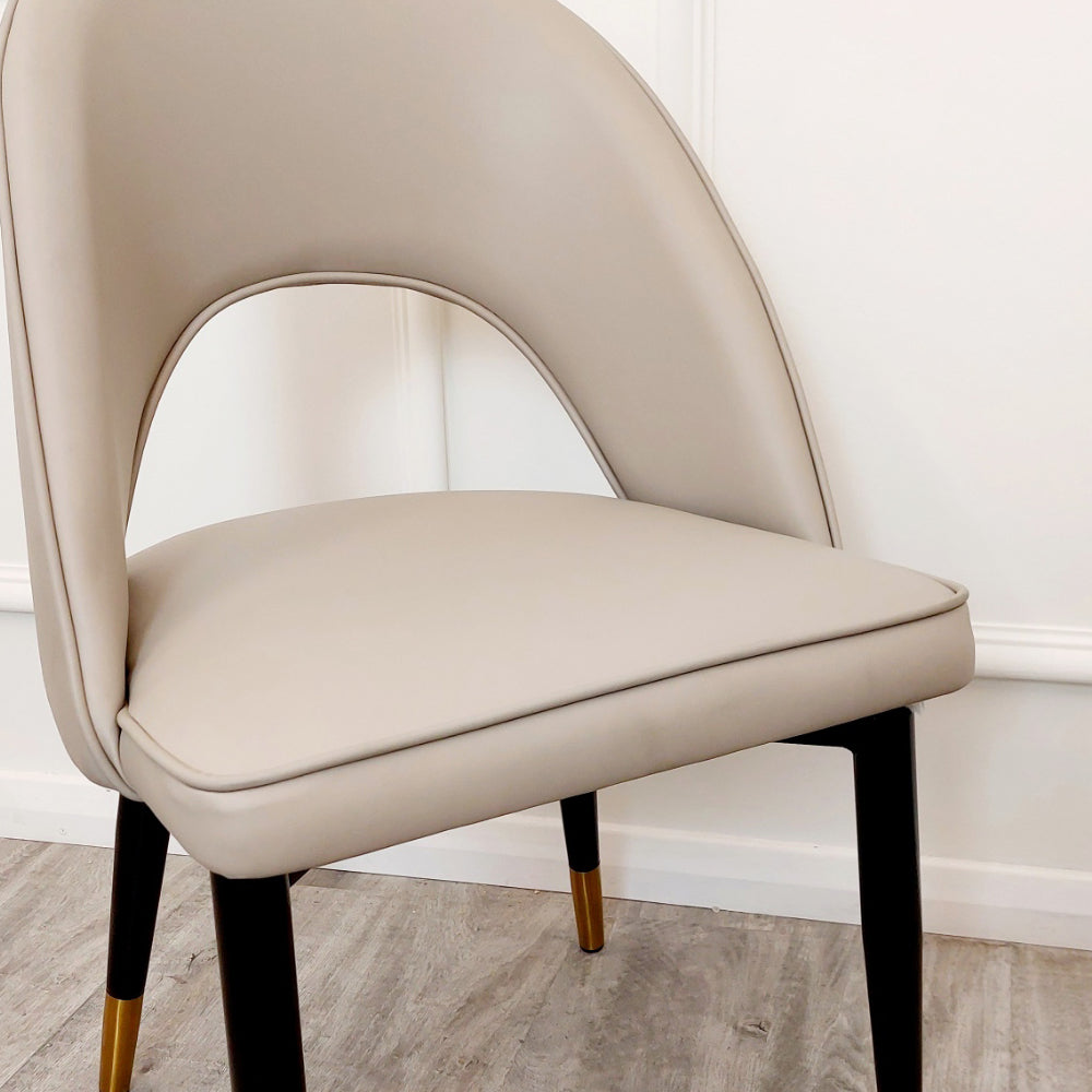 Orion Gold 1.8 Dining Table with Polar White Sintered Stone Top with Etta Chairs Set