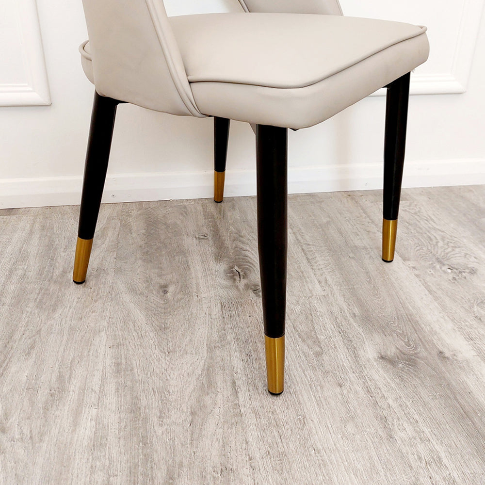 Orion Gold 1.8 Dining Table with Polar White Sintered Stone Top with Etta Chairs Set