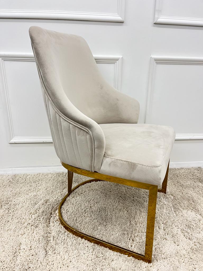 1.5 Louis Gold Marble Dining Set with Chelmsford Gold Chairs