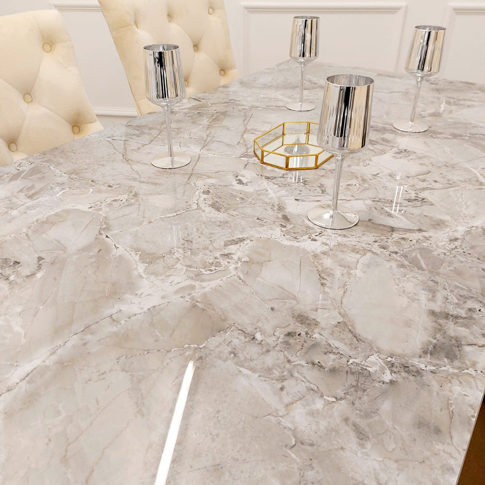 Louis Gold Marble Dining Set with Bentley Gold Chairs