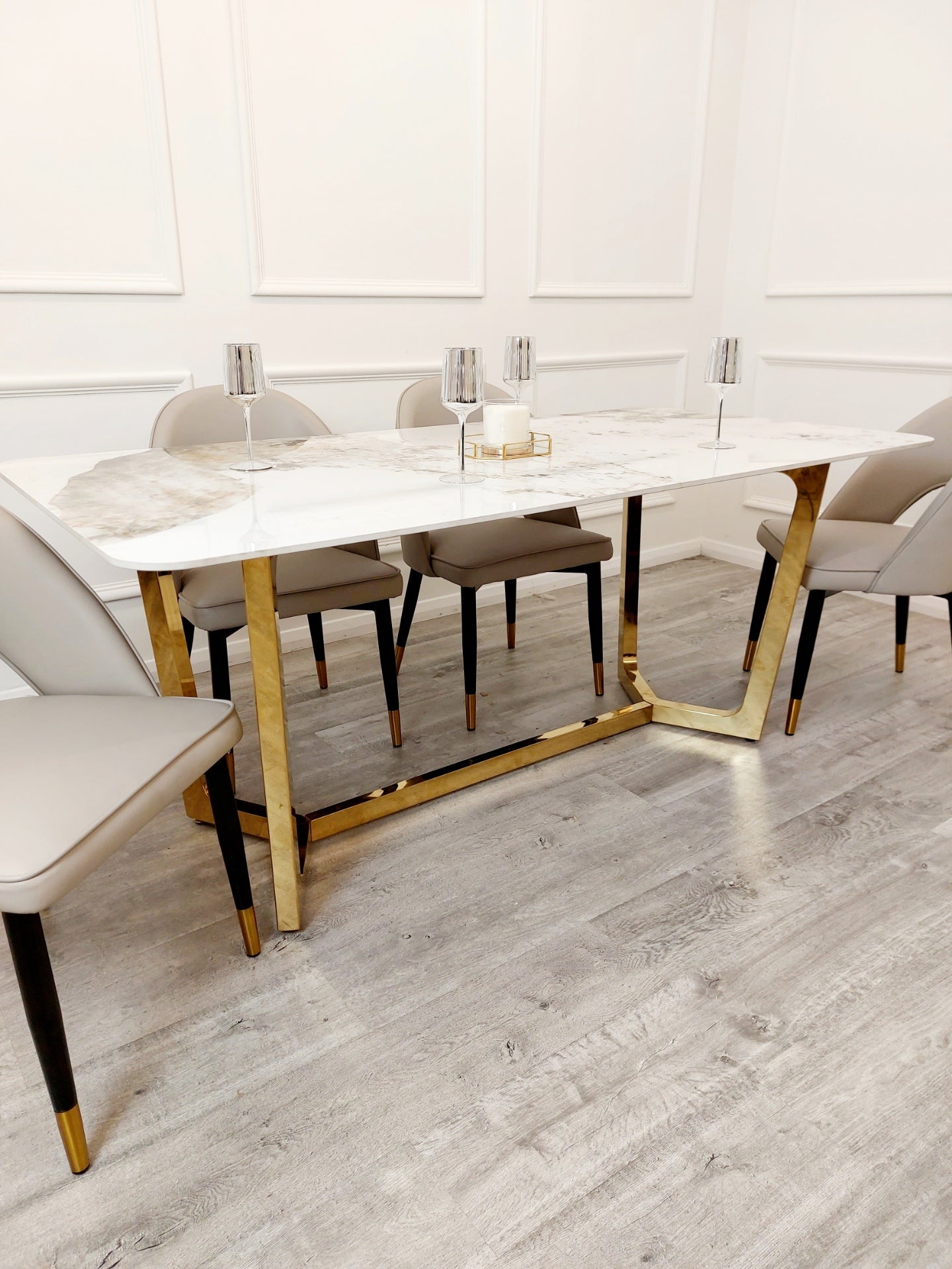 Lucien 1.8 Marble Dining set with Astra Chairs