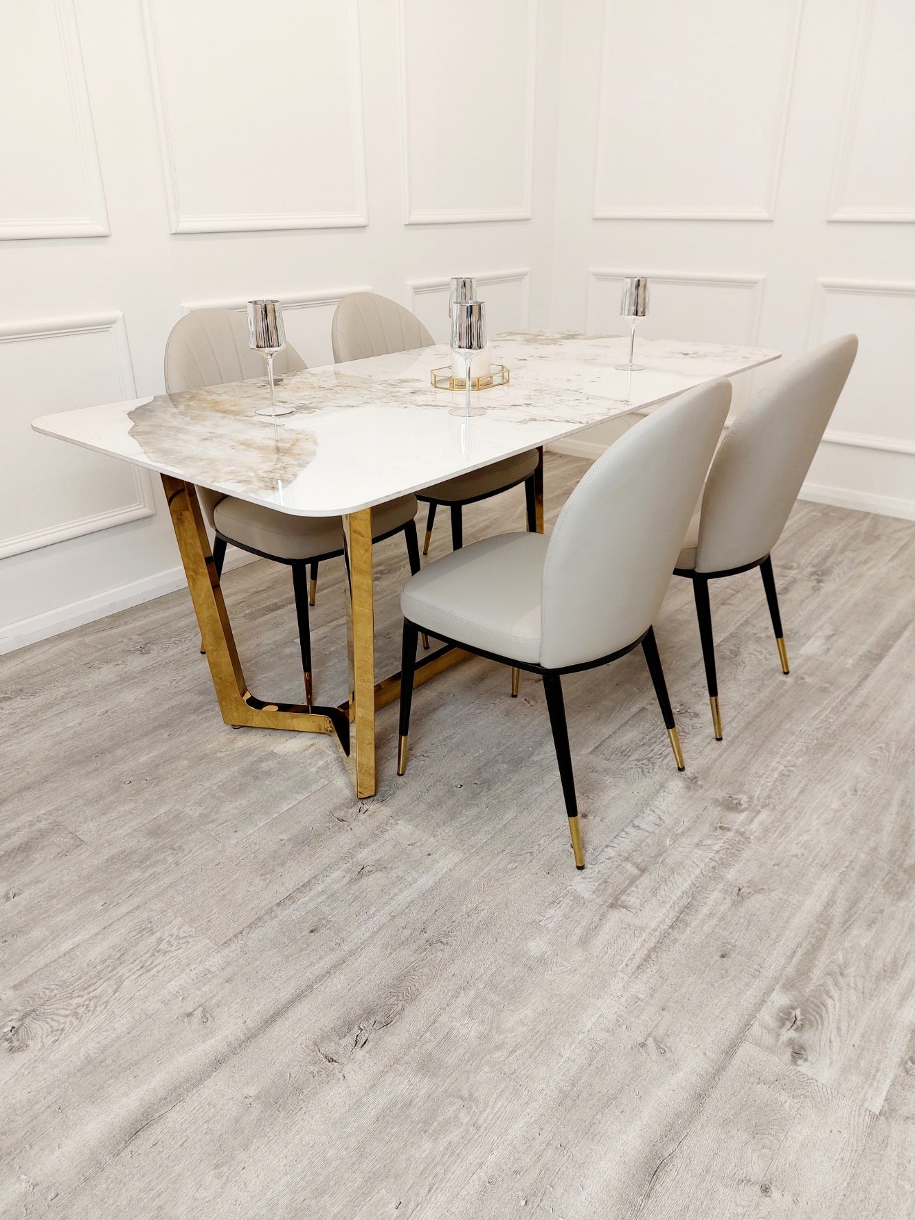 Lucien 1.8 Marble Dining set with Astra Chairs