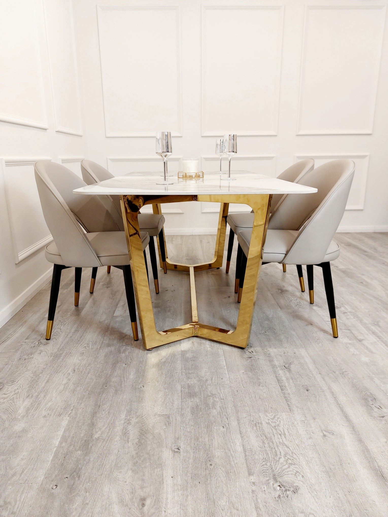 Lucien 1.8 Marble Dining set with Astra Chairs