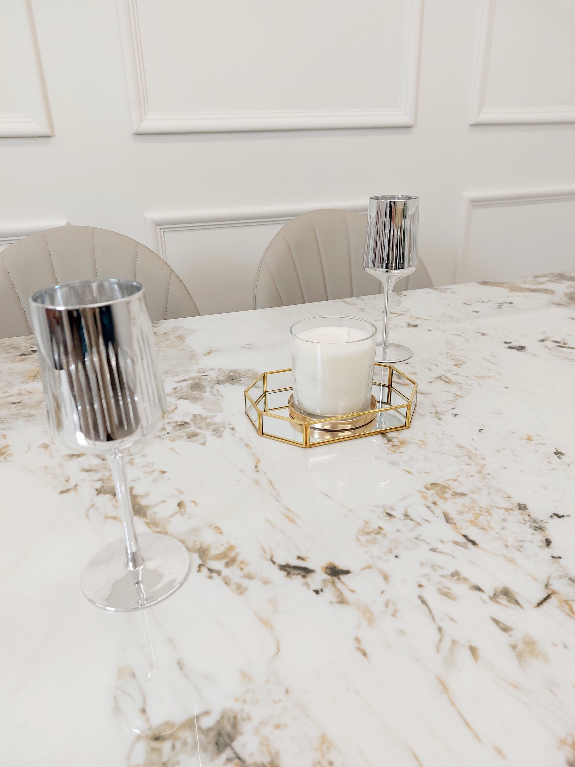 Lucien 1.8 Marble Dining set with Astra Chairs