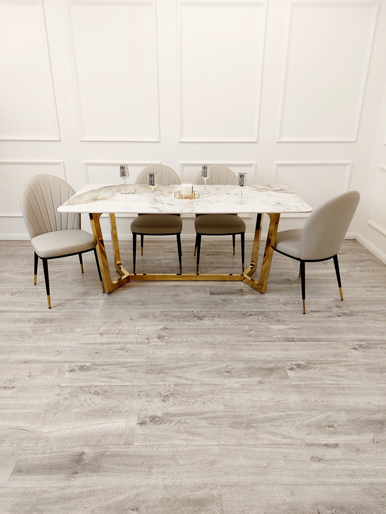 Lucien 1.8 Marble Dining set with Astra Chairs