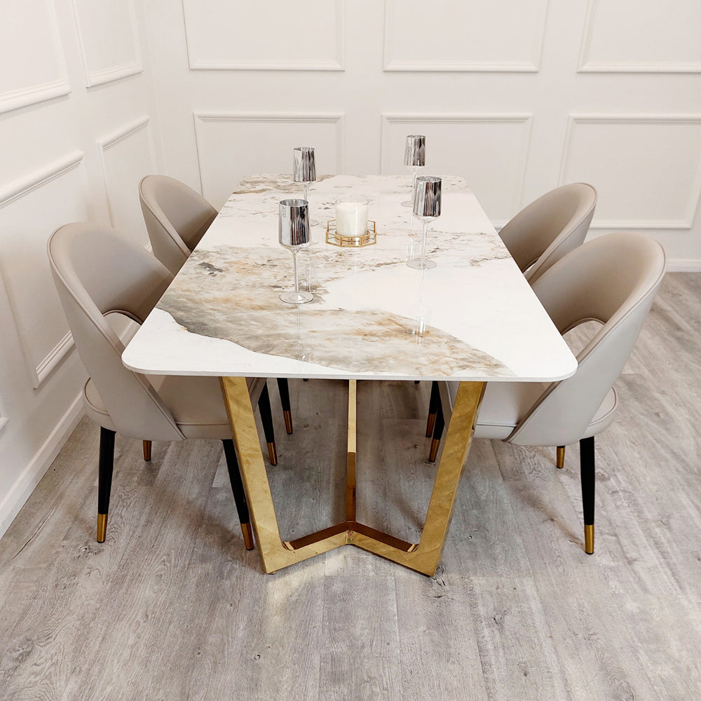 Lucien 1.8 Marble Dining set with Astra Chairs