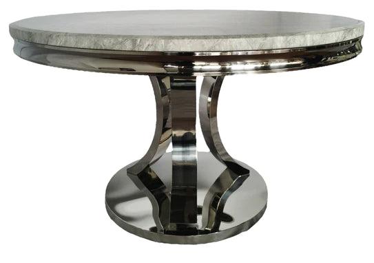 London round marble dining table 130cm diameter with Chrome metal frame