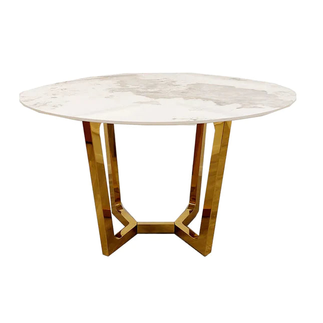 Lucian Gold 1.2 Round Dining Table with Sintered Stone Top