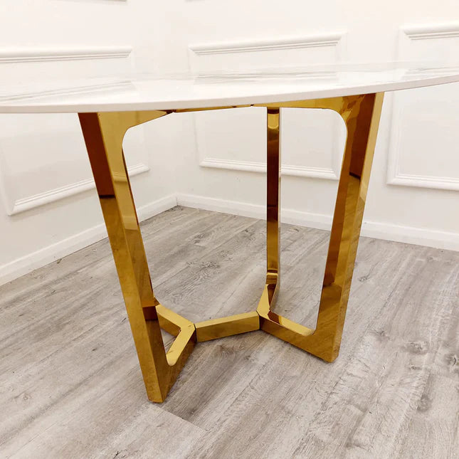 Lucian Gold 1.2 Round Dining Table with Sintered Stone Top