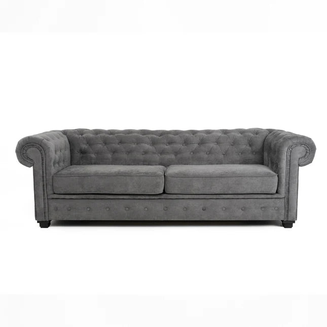 Grande Chesterfield 3 Seater 2 Seater or Single Chair In Dark Grey